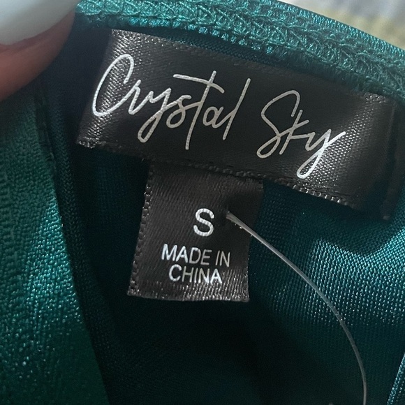 Crystal Sky emerald Green Silk Mini Dress - Picture 6 of 6